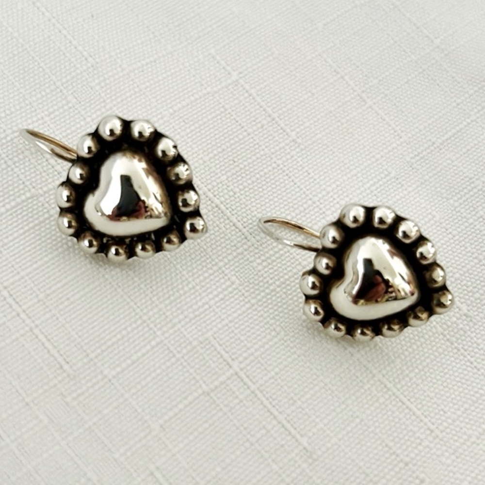 Sterling Silver Heart Earrings~Stamped
